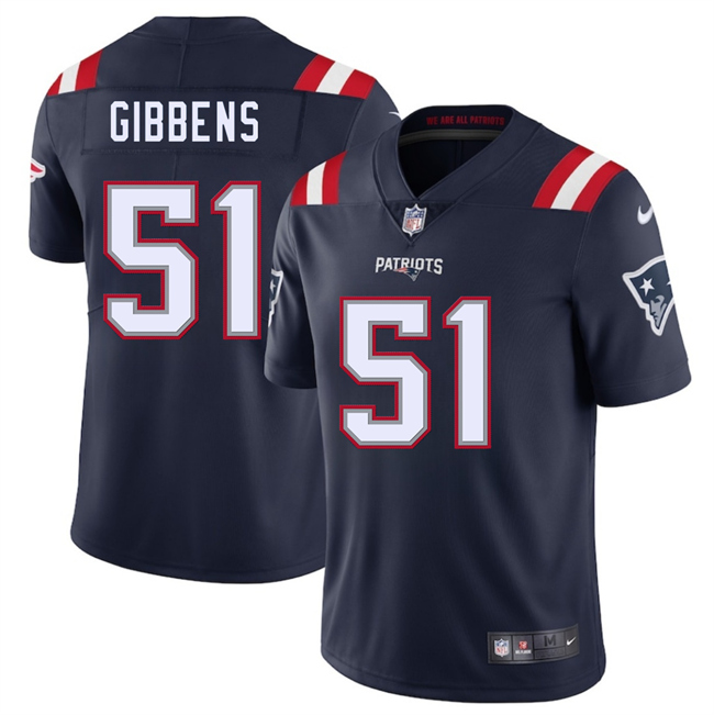 Men's New England Patriots #51 Jack Gibbens Navy 2025 Vapor Limited Stitched Football Jersey
